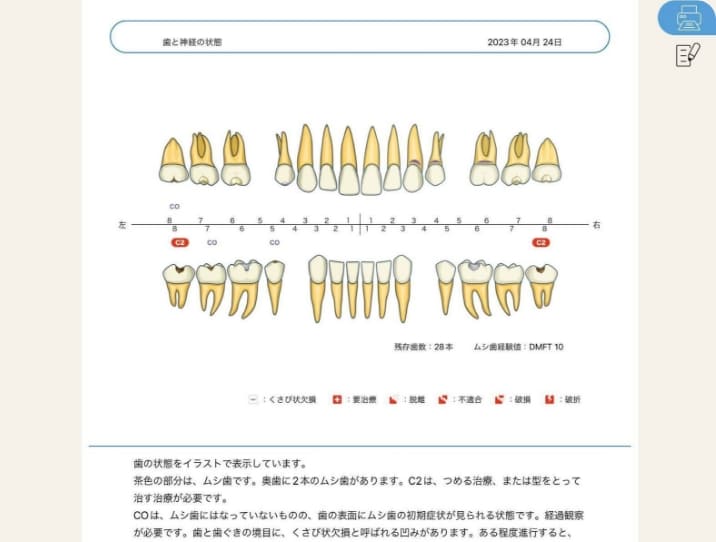 ①歯と神経の状態
